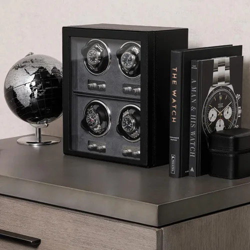 Miniatura 3 de ROTHWELL Bobinadora de 4 relojes para relojes automáticos con motor silencioso con múltiples velocidades y ajustes de rotación (negrogris)
