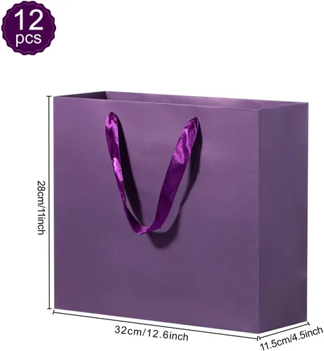 Miniatura 2 de driew Bolsas de regalo de tamaño mediano con asas, 12.6 x 4.5 x 11 pulgadas, bolsas de regalo de papel de tamaño mediano a granel resistentes
