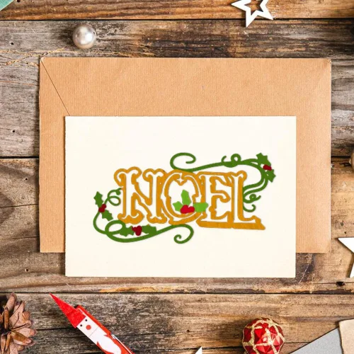 Miniatura 3 de Estivaux Marco de árbol de Navidad troquelado para hacer tarjetas, troqueles de corte de palabras de Noel de Navidad, plantillas de troqueles