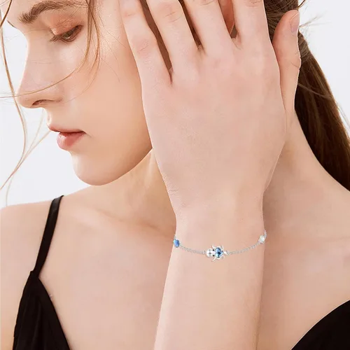 Miniatura 5 de CUOKA MIRACLE Pulsera de pulpo para mujer, pulsera de pulpo de cristal azul, joyería ajustable de 7 pulgadas + 2 pulgadas, dijes de cadena