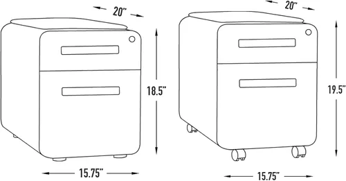 Miniatura 3 de Laura Davidson Furniture STOCKPILE - Mini archivador móvil con 2 cajones con asiento magnético extraíble, versión corta, archivador de metal, Negro