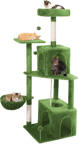 Miniatura 15 de Árbol para gatos, torre de gato de 54 pulgadas para gatos de interior, condominio de felpa de varios niveles para gatos con postes rascadores