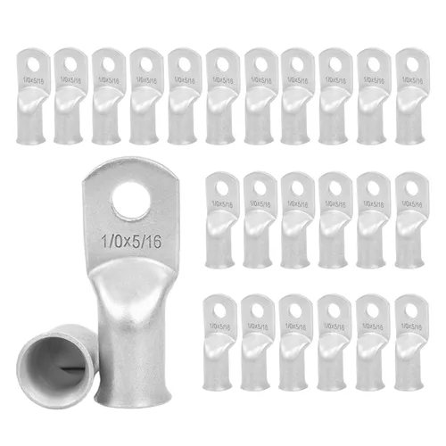 Miniatura 20 de 2/0 AWG 5/16" Stud (25 piezas), terminal de anillo de batería resistente, conectores de calibre 00, lengüetas de alambre de cobre 2/0, terminales
