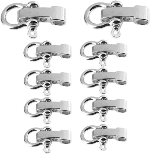 Hewnda 10 juegos de grilletes de arco de aleación de zinc, hebillas de paracaídas, hebillas en D ajustables para pulseras de supervivencia de cuerda