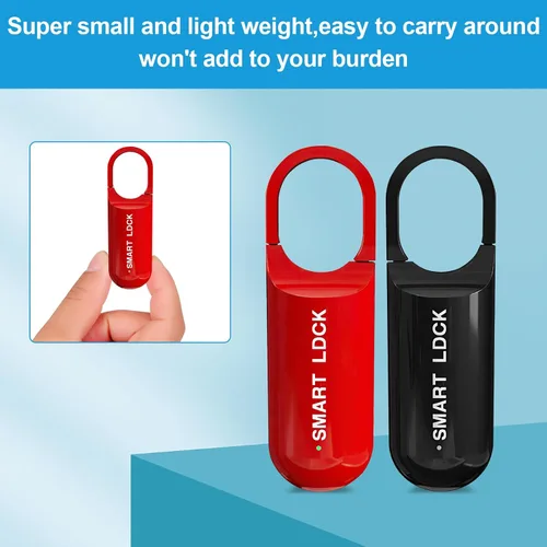 Miniatura 4 de Candado inteligente de huellas dactilares para casillero, pequeño bloqueo de huellas dactilares recargable, candado biométrico sin llave para Rojo