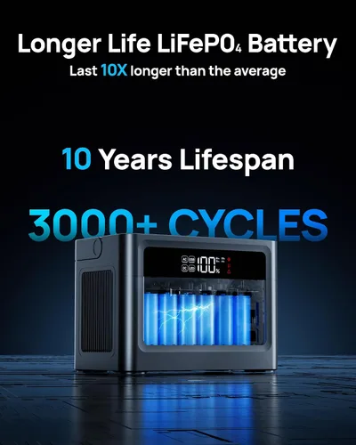 Miniatura 5 de Estación de energía portátil de 350 W, 230.4 Wh, batería LiFePO4 de 110 V, salida de CA de onda sinusoidal pura con carga rápida PD, generador solar