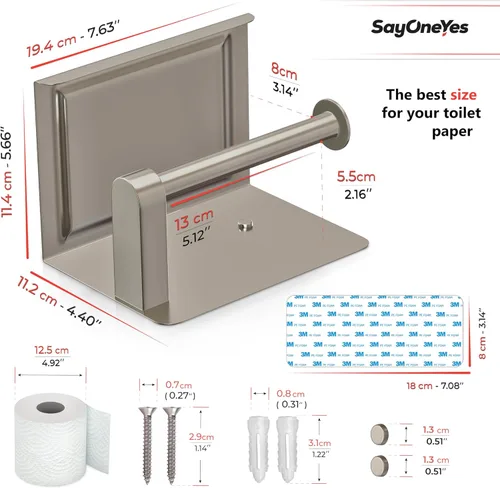 Miniatura 2 de Soporte de papel higiénico de níquel cepillado con estante, montaje en pared de acero inoxidable SUS304, adhesivo de doble instalación o tornillo