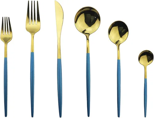 Miniatura 14 de JASHII Juego de cubiertos de acero inoxidable de 24 piezas con acabado brillante para 4 personas, cuchillo de cena, tenedor, cuchara, tenedor
