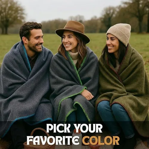 Miniatura 8 de Manta de Lana para Acampada – 70% Lana Resistente de Servicio Pesado Estilo Militar, Cálida y Lavable, Manta Ignífuga para Emergencias, Gris