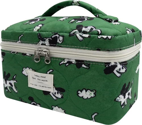Miniatura 22 de Gosect Bolsa de maquillaje grande, bonita bolsa de cosméticos para mujeres y niñas, bolsa de aseo estética de coqueta floral, bolsa organizadora