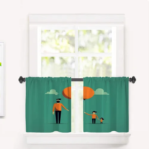 Miniatura 193 de Cortinas opacas de poliéster multicapa para cafetería, con diseño de diamantes, 2 unidades, 26 x 24 pulgadas