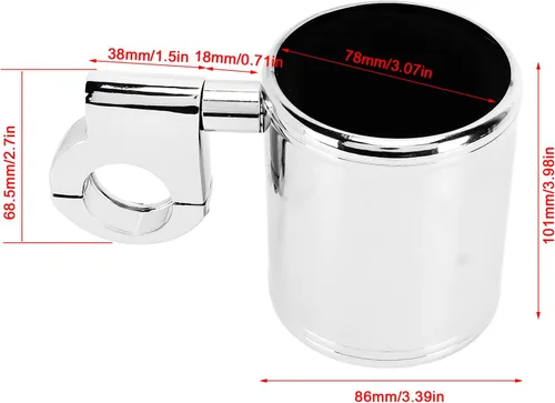 Miniatura 2 de Portavasos para manillar de motocicleta, aleación de aluminio, universal para , 22 1.260 in mango, ajustable