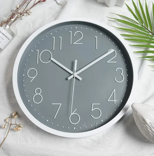 Miniatura 5 de Topkey Reloj de pared de 12 pulgadas silencioso sin tictac, reloj de pared redondo decorativo para sala de estar, dormitorio, cocina