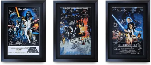 Miniatura 50 de HWC Trading Star Wars Episodio 1 La Amenaza Fantasma Regalos Presentación Impresa Autografiada Montaje para Fans de Recuerdos de Películas - 16" x