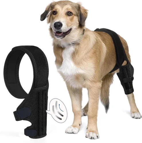 Rodillera para perros para lesiones desgarradas de Acl y Ccl, soporte ajustable para patas traseras para perros con estabilizadores de metal,