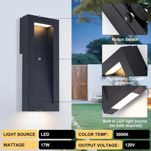 Miniatura 4 de Yisuro Moderna lámpara de pared para exteriores con LED, accesorios de iluminación exterior integrados de 3000 K, luces de montaje en pared exterior