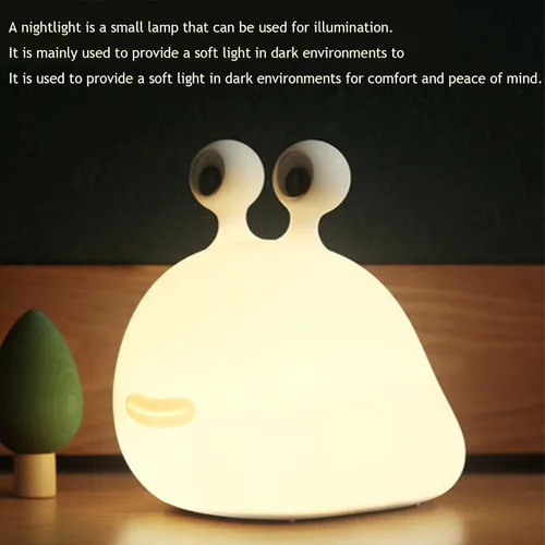 Miniatura 2 de PTAEXCEL Luz nocturna de babosa, LED portátil recargable por USB, linda luz nocturna con sensor temporizador, lámpara táctil, silicona para regalo