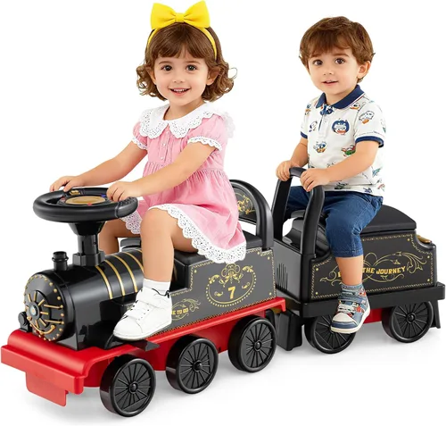 Miniatura 11 de Honey Joy - Tren para montar con 16 piezas de pistas, juguete eléctrico alimentado por batería de 6V para niños, luces intermitentes y música, Azul