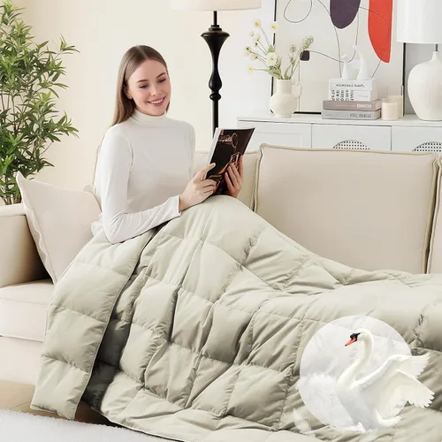Deodar Manta de fibra de plumón natural para sofá cama, edredón de sofá, manta ligera para exteriores, tela de piel de durazno, 50 x 70 pulgadas,