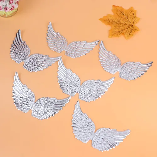 Miniatura 5 de NUOBESTY Parches bordados en forma de ala de ángel, apliques de hierro para coser en plata, para ropa, jeans, decoración de manualidades