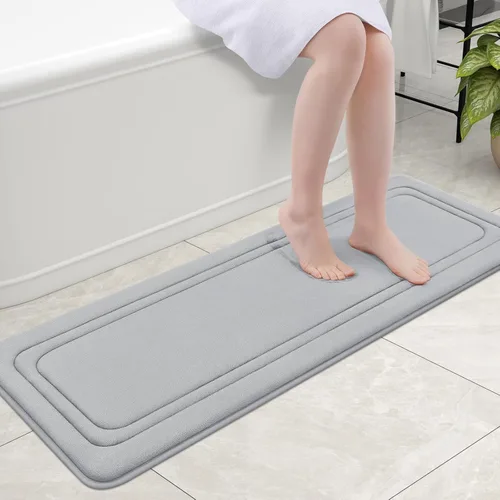 Miniatura 52 de Grandaily Alfombra de baño de espuma viscoelástica de 24 x 16 pulgadas, ultrasuave, antideslizante y absorbente, lavable a máquina, cómoda alfombra