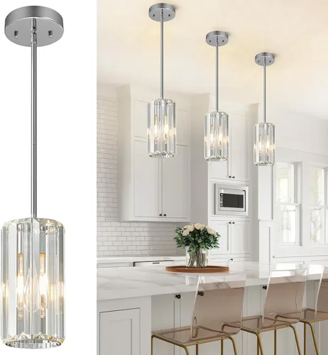 Miniatura 32 de Iluminación colgante dorada moderna mini candelabros de cristal, lámpara colgante ajustable para cocina, isla, comedor, pasillo, dormitorio