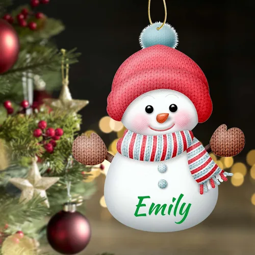 Miniatura 3 de 7 adornos de Navidad personalizados de muñeco de nieve 2023 con nombres, árbol de Navidad, decoración colgante de madera, familia de 2, 3, 4, 5, 6