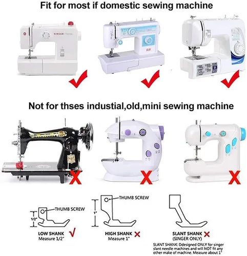 Miniatura 6 de Juego de 11 pies prensatelas para máquina de coser de vástago bajo a presión, cantante, hermano, Janome, Babylock, Kenmore, Euro-Pro, blanco, Juki
