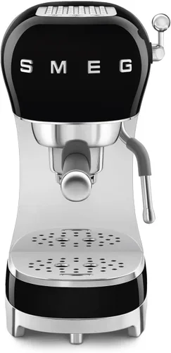 Smeg - Máquina de café expreso manual con varita de vapor, 15 bares de presión, filtro porta de acero inoxidable, calentador de taza pasivo, Negro