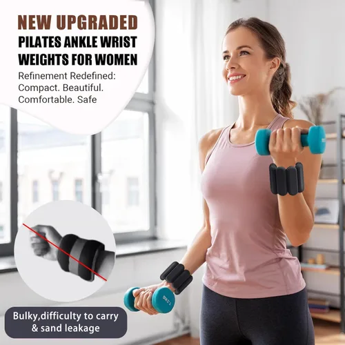 Miniatura 3 de Pilates - Pesas de muñeca y tobillo para mujer, pesas fuertes para brazos y piernas, juego de 2, pesas ajustables para caminar, yoga, baile, barras