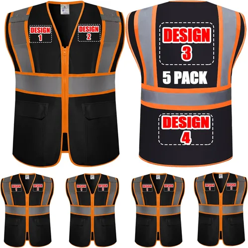 Miniatura 16 de Chalecos de seguridad con logotipo personalizado (S, M, L, XL, 2XL, 3XL, 4XL) Chalecos de seguridad reflectantes de alta visibilidad Clase 2
