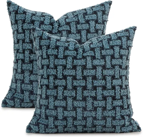 Miniatura 8 de Paquete de 2 fundas de almohada Boucle de 18 x 18 pulgadas, fundas de almohada decorativas de Navidad para sofá, sofá, fundas de almohada bohemias