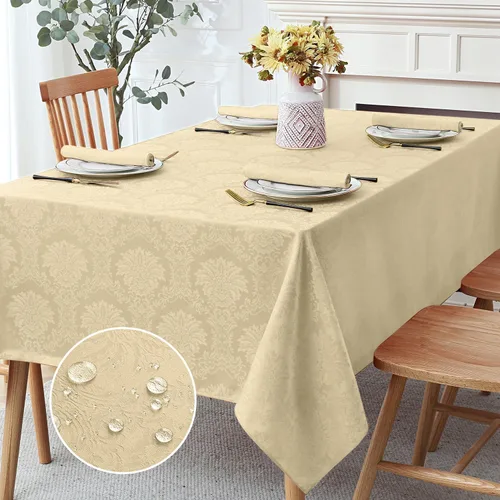 Miniatura 22 de Romanstile Mantel rectangular de jacquard de primavera, impermeable, diseño floral de damasco, manteles decorativos de tela pesada para cenas