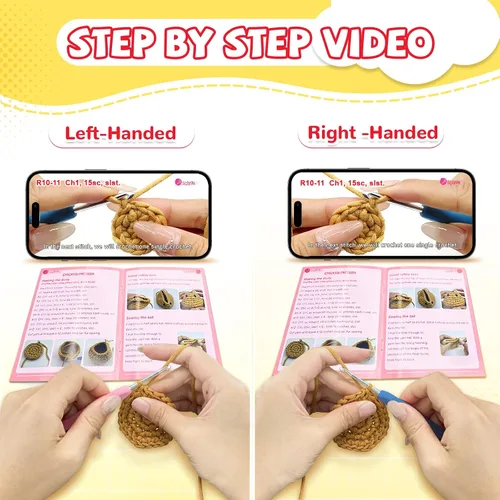Miniatura 4 de SGIBYN Kit de Ganchillo para Principiantes con Tutoriales en Video Paso a Paso, Kit de Amigurumi de Pollos de Ganchillo de Inicio para Adolescentes