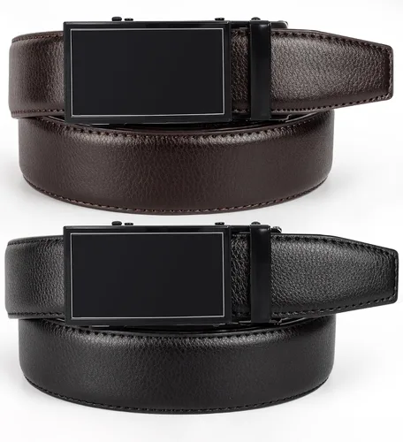 Miniatura 2 de Cinturones de trinquete para hombre, paquete de 2 unidades, cinturones deslizantes ajustables, cinturones sin agujeros para regalos, vestido casual