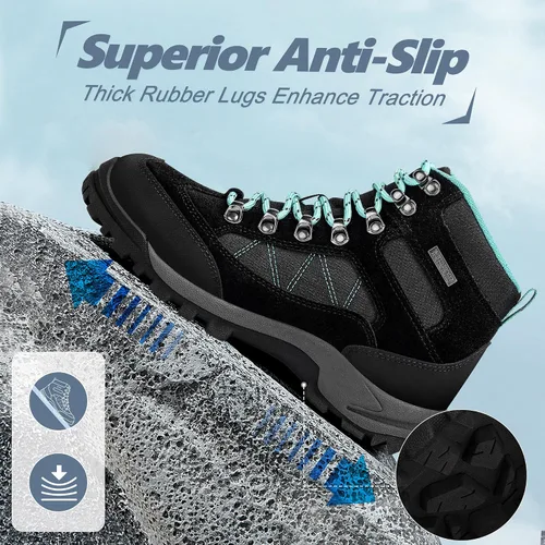 Miniatura 3 de R CORD Botas de senderismo para mujer, botas de senderismo impermeables, ligeras, transpirables, antideslizantes, duraderas, botas de senderismo