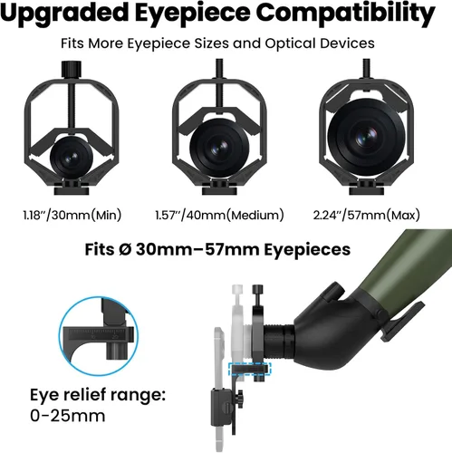 Miniatura 2 de Gosky Adaptador universal para telescopio para teléfono – Soporte de teléfono telescópico y soporte de teléfono para telescopio, adaptador