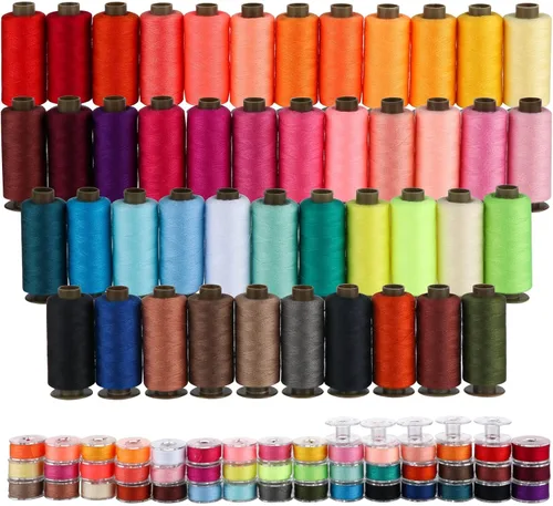 ilauke Kit de bobinas de hilo de coser, 95 piezas, 45 colores, 450 yardas, surtido de hilos de poliéster con bobinas preenrolladas, hilos para