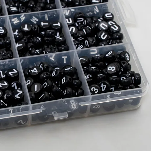 Miniatura 3 de Juego de 1450 cuentas de letras redondas de acrílico de 0.16 x 0.27 pulgadas, cuentas de las letras del alfabeto de la A a la Z y cuentas de números