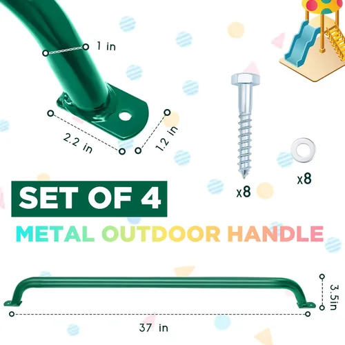 Miniatura 2 de Lounsweer 2 Pcs Playground Accessories Metal Safety Handles Playhouse Ladder Handle Long Grab Handle Bars for Treehouse Rock Climbing Wall
