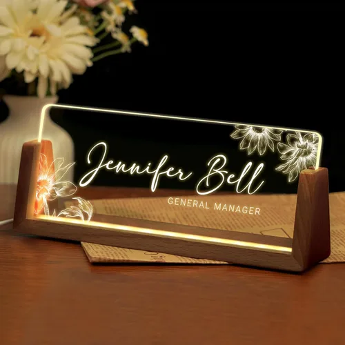 Miniatura 27 de Placa de nombre de escritorio personalizada, placa de identificación acrílica personalizada para escritorio, decoración de oficina para mujeres