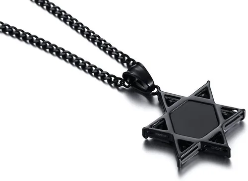 Miniatura 4 de UMtrade - Collar con colgante de estrella de David con circonita cúbica masónica y hexagrama masónico