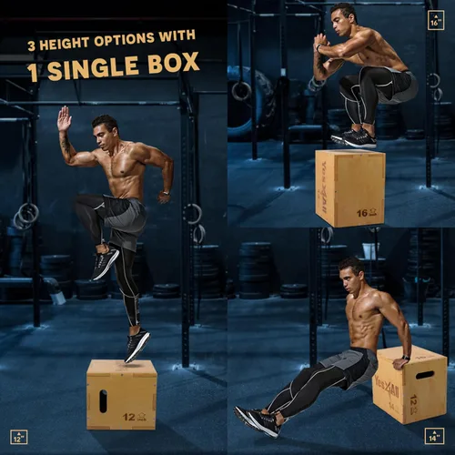 Miniatura 2 de Yes4All Plyo Box, 3-in-1 Wooden Box Jump for Home Gym, Lunges, Squats, Dips