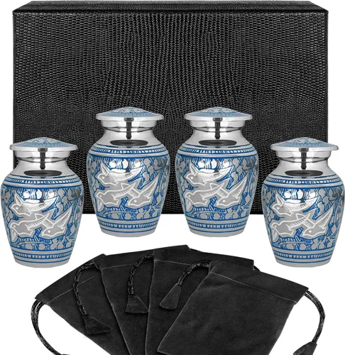 Trupoint Memorials Urnas pequeñas para recuerdo de cenizas humanas, mini urna de cremación decorativa para hombres y mujeres adultos, juego de 4,