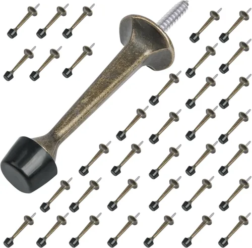 Miniatura 7 de HOMOTEK - Paquete de 12 topes de puerta rígidos sólidos resistentes con punta de goma suave, tope de puerta de zinc fundido para proteger la pared