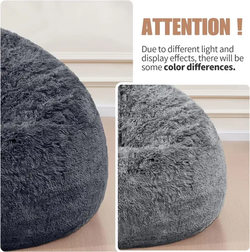 Miniatura 7 de Bean Bag Cover (No Filler) Soft Faux Fur Stuffed Animal Bean Bag Storage, Fluffy Plush Bean Bag Chair Cover Washable, Comfy Bean Bag Covers for Dark
