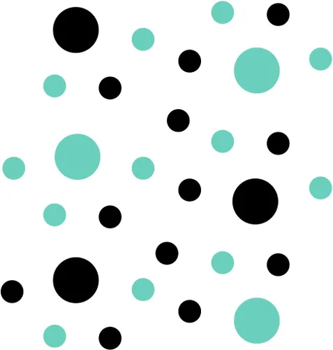 Miniatura 3 de Calcomanías de pared de vinilo negro/verde menta, círculos de 2 y 4 pulgadas (30 calcomanías)