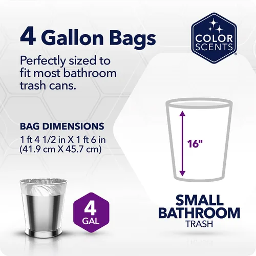 Miniatura 2 de Bolsas de basura pequeñas de Color Scents - 4 galones, 720 bolsas en total (12 paquetes de 60 unidades), con nudo