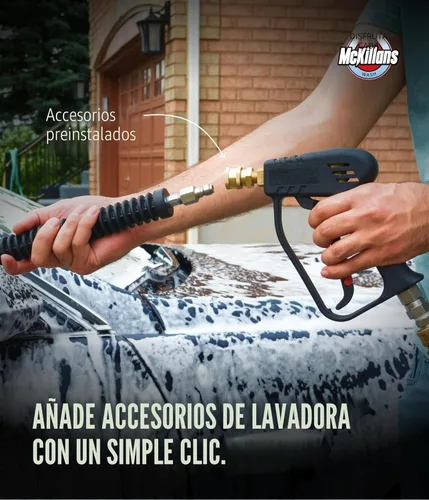Miniatura 4 de McKillans Pistola de lavado a presión corta con giratorio, mango de agua de alta presión con enchufe macho de 3/8 pulgadas y acoplador de conector