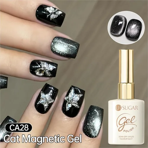 Miniatura 2 de UR SUGAR Crystal Cat - Esmalte de uñas de gel magnético para ojos, color gris, 0.5 onzas líquidas, esmalte de gel magnético iridiscente